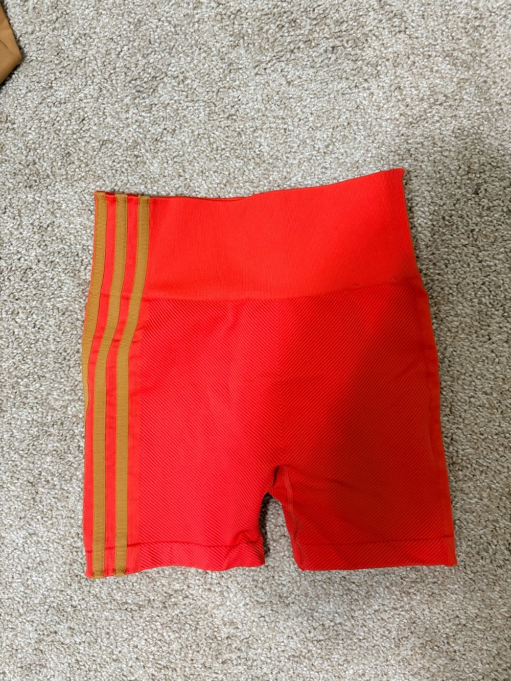 Ivy Park High-Rise Red Athletic Bike Shorts with Side Stripes